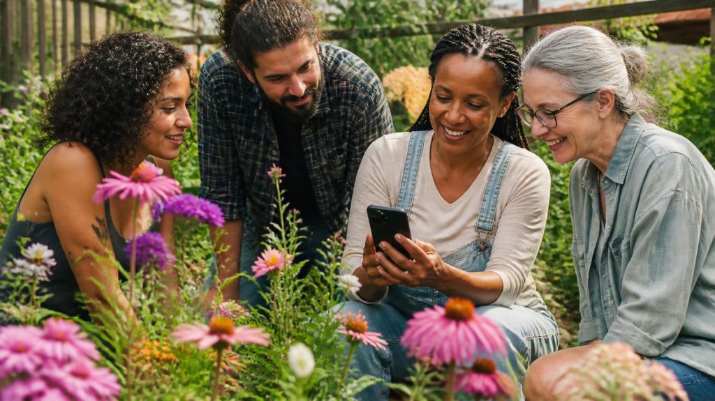 People sharing and discovering flowers in a gardening community